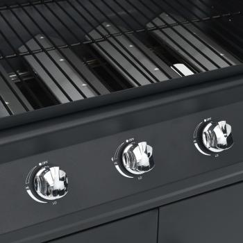 Gasgrill 4+1 Flammen Schwarz Stahl