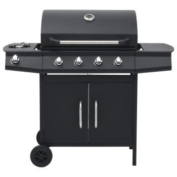 Gasgrill 4+1 Flammen Schwarz Stahl