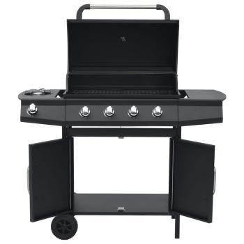Gasgrill 4+1 Flammen Schwarz Stahl