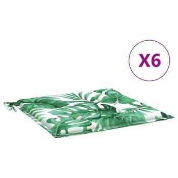 Stuhlkissen 6 Stk. Blattmuster 40x40x3 cm Stoff