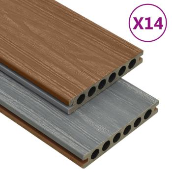 ARDEBO.de - WPC Terrassendielen mit Zubehör Braun und Grau 35 m² 4 m