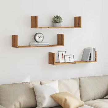 ARDEBO.de - Wandregale 3 Stk. Artisan-Eiche 80x18x18 cm Holzwerkstoff
