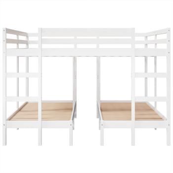 Dreifach-Etagenbett Weiß 200x200/80x200 cm Massivholz Kiefer