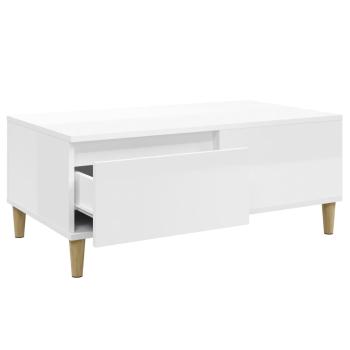 ARDEBO.de - Couchtisch Hochglanz-Weiß 90x50x36,5 cm Holzwerkstoff