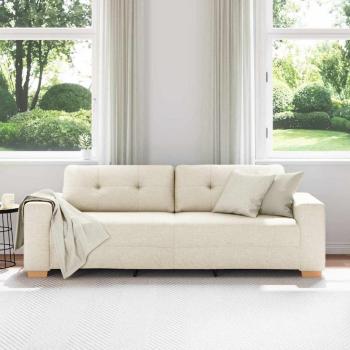 ARDEBO.de - Sofas Beige Stoff Groß Viel Platz 3-Sitzer Sofa Rechteckig