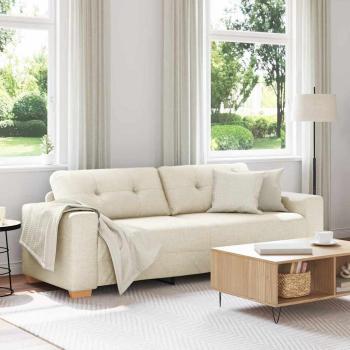 Sofas Beige Stoff Groß Viel Platz 3-Sitzer Sofa Rechteckig