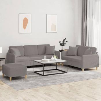 ARDEBO.de - 3-tlg. Sofagarnitur mit Kissen Taupe Stoff