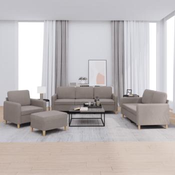 ARDEBO.de - 4-tlg. Sofagarnitur mit Kissen Taupe Stoff