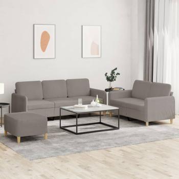 ARDEBO.de - 3-tlg. Sofagarnitur mit Kissen Taupe Stoff