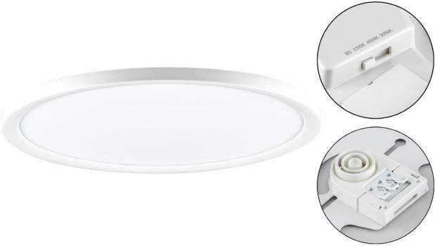 ARDEBO.de EVN Anbauleuchte, rund, IP20, 200-240V, 50W, 3000K, 4000K, 5700K, 4833lm, 5682lm, 5606lm, weiß (AP54500125)