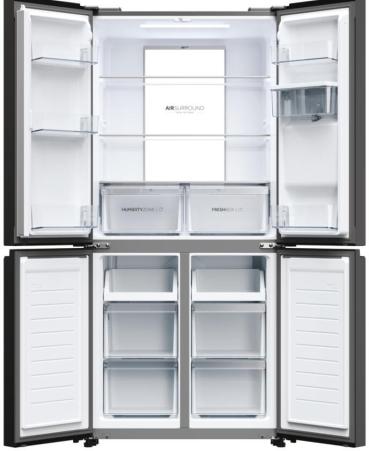 Haier HCR7818DWPT Stand Side-by-Side Kombination, 83,3 cm breit, 463 L, NoFrost, Humidity Zone, Wassertank, Wasserspender, Day Light LED, Slate black