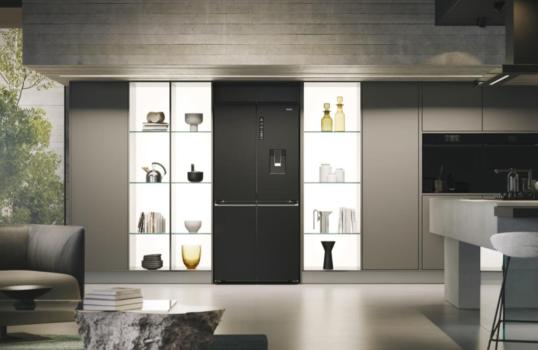 Haier HCR7818DWPT Stand Side-by-Side Kombination, 83,3 cm breit, 463 L, NoFrost, Humidity Zone, Wassertank, Wasserspender, Day Light LED, Slate black