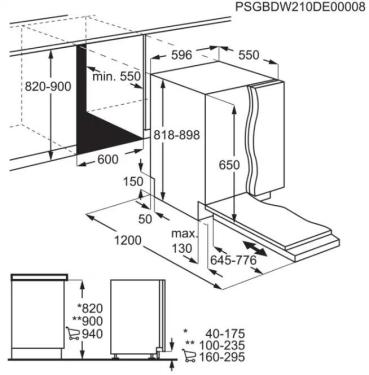 AEG FSB5361CZ Vollintegrierter Geschirrspüler, 60 cm breit, 13 Maßgedecke, AquaControl, Schlepptür, 7 Spülprogramme, 3 Temperaturen, BeamOnFloor