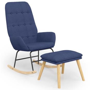 Schaukelstuhl mit Fußhocker Blau Stoff