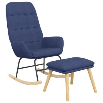 Schaukelstuhl mit Fußhocker Blau Stoff