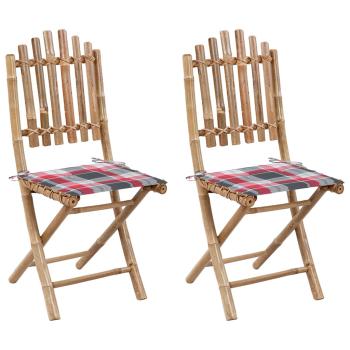 ARDEBO.de - Klappbare Gartenstühle 2 Stk. mit Kissen Bambus