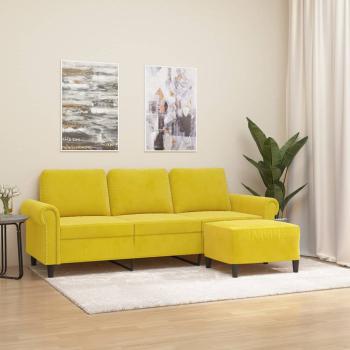 ARDEBO.de - 3-Sitzer-Sofa mit Hocker Gelb 180 cm Samt