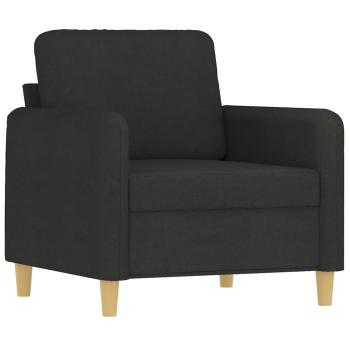 4-tlg. Sofagarnitur mit Kissen Schwarz Stoff