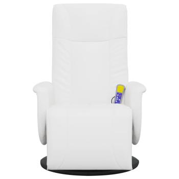 Massagesessel mit Fußteil Weiß Kunstleder
