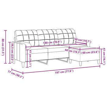 3-Sitzer-Sofa mit Hocker Blau 180 cm Samt