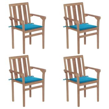 ARDEBO.de - Stapelbare Gartenstühle mit Kissen 4 Stk. Massivholz Teak