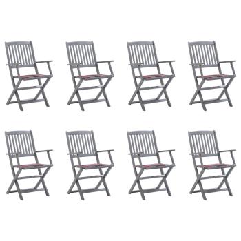 ARDEBO.de - Klappbare Gartenstühle 8 Stk. mit Kissen Massivholz Akazie