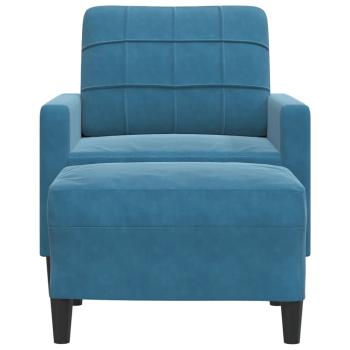 Sessel mit Hocker Blau 60 cm Samt