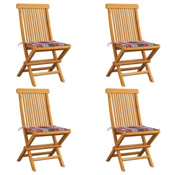 ARDEBO.de - Gartenstühle Rote Karomuster-Kissen 4 Stk. Massivholz Teak