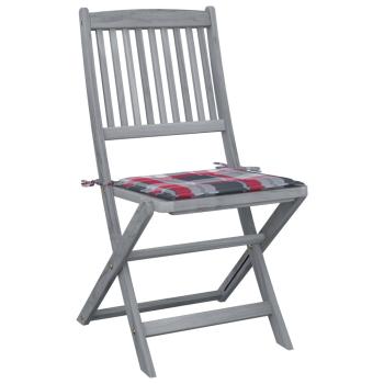 Klappbare Gartenstühle 4 Stk. mit Kissen Massivholz Akazie