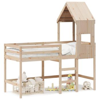 ARDEBO.de - Hochbett mit Leiter und Dach 90x190 cm Massivholz Kiefer