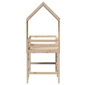 Hochbett mit Leiter und Dach 90x190 cm Massivholz Kiefer