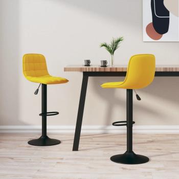 ARDEBO.de - Barhocker 2 Stk. Gelb Samt