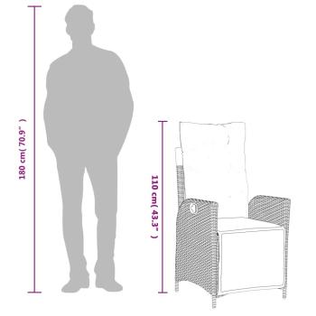 5-tlg. Garten-Essgruppe mit Kissen Braun Poly Rattan