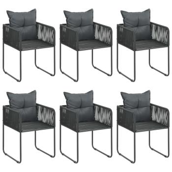 7-tlg. Garten-Essgruppe PVC Rattan Schwarz