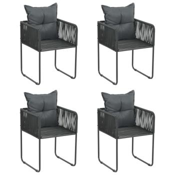 ARDEBO.de - Gartenstühle 4 Stk. mit Kissen Poly Rattan Schwarz