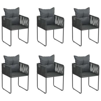 ARDEBO.de - Gartenstühle 6 Stk. mit Kissen Poly Rattan Schwarz