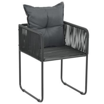 Gartenstühle 6 Stk. mit Kissen Poly Rattan Schwarz