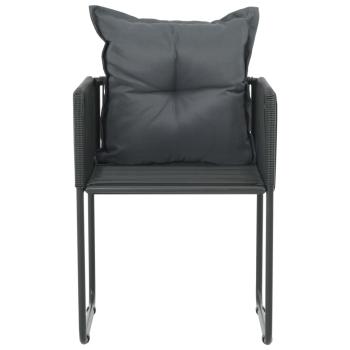 Gartenstühle 6 Stk. mit Kissen Poly Rattan Schwarz