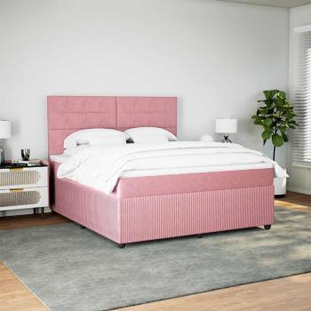 Boxspringbett mit Matratze Rosa 180x200 cm Samt