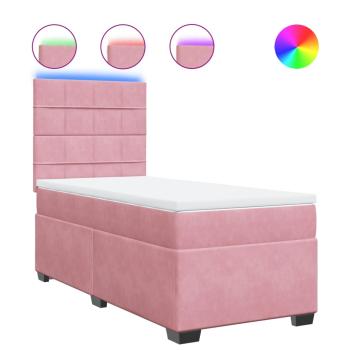 Boxspringbett mit Matratze Rosa 90x190 cm Samt