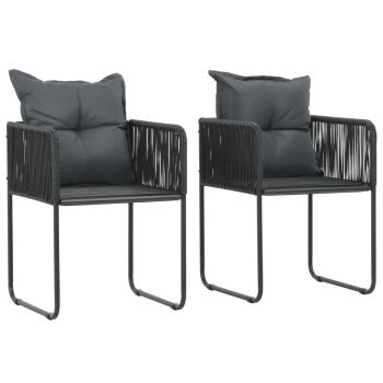 ARDEBO.de - Gartenstühle 2 Stk. mit Polstern Poly Rattan Schwarz