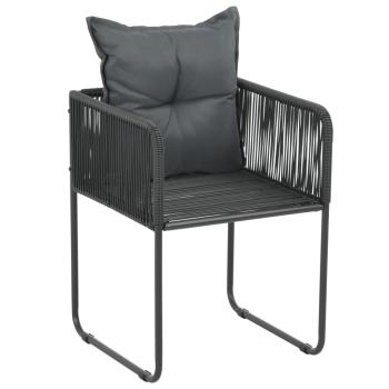 Gartenstühle 2 Stk. mit Polstern Poly Rattan Schwarz