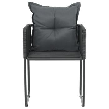 Gartenstühle 2 Stk. mit Polstern Poly Rattan Schwarz