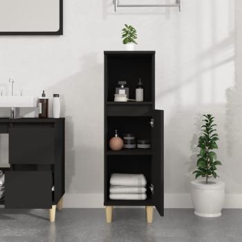 ARDEBO.de - Badschrank Schwarz 30x30x100 cm Holzwerkstoff