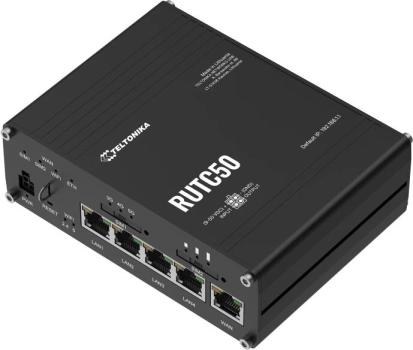 Teltonika RUTC50 WLAN Router, 5G, WLAN 6, DUAL-SIM mit Auto-Failover, Backup-WAN, schwarz (RUTC50200000)