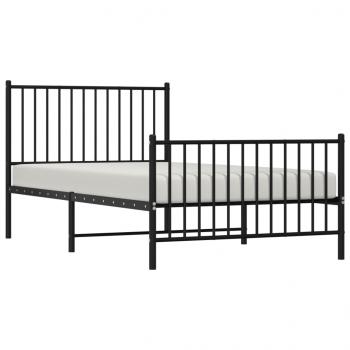 Bettgestell mit Kopf- und Fußteil Metall Schwarz 100x190 cm