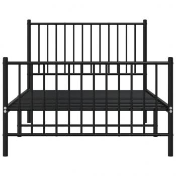 Bettgestell mit Kopf- und Fußteil Metall Schwarz 100x190 cm