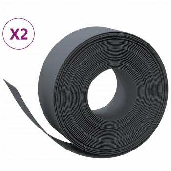 Rasenkanten 2 Stk. Grau 10 m 20 cm Polyethylen