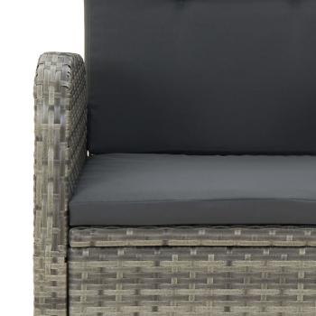 ARDEBO.de - 7-tlg. Garten-Essgruppe mit Kissen Grau Poly Rattan