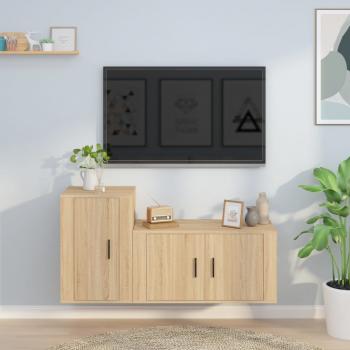 ARDEBO.de - 2-tlg. TV-Schrank-Set Sonoma-Eiche Holzwerkstoff